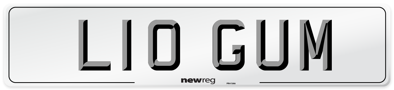 L10 GUM Number Plate from New Reg